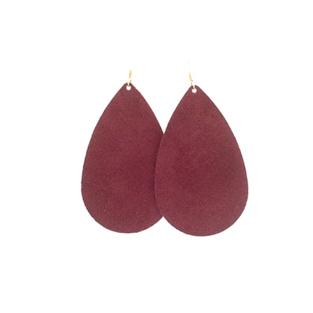 Nickel & Suede Leather Small Vino Maroon Earrings